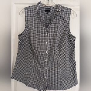 Talbots Black & White Gingham Sleeveless Button-Front Top